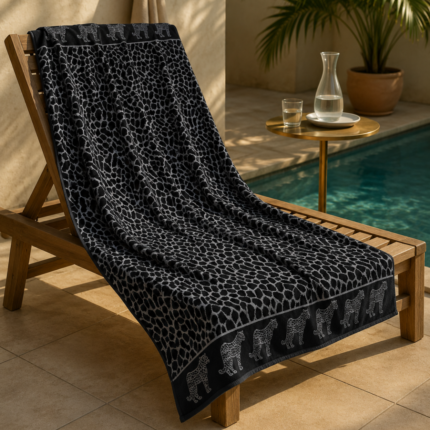Serviette de piscine Panthera Noir 100% coton