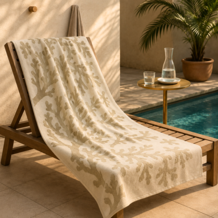 Serviette de Piscine Coral Beige 100% Coton